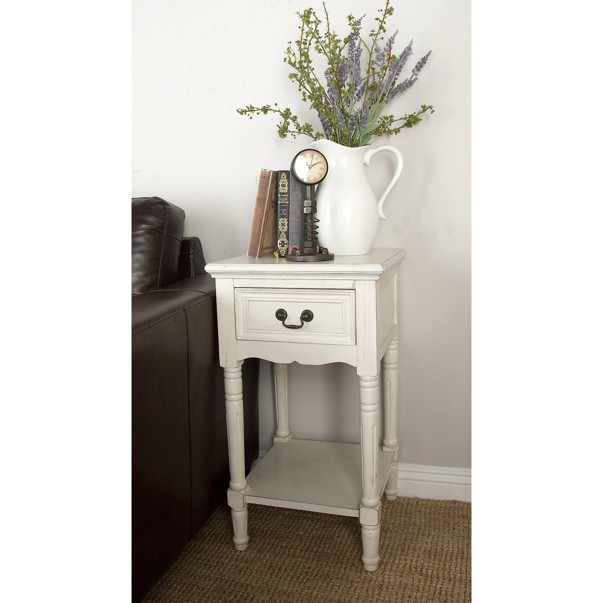 2.5ft. Cream Wood Traditional Accent Table